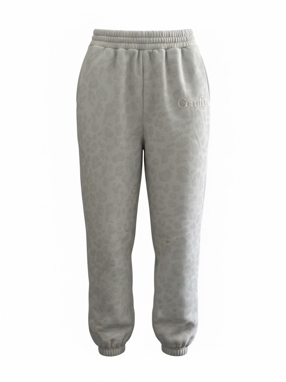 Kids Light Gray Leopard-Print Joggers